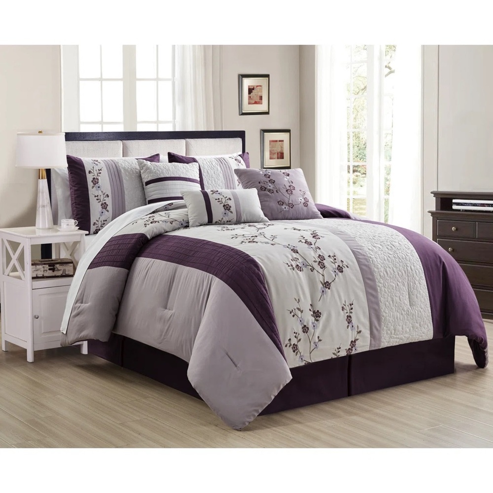 Elegant Purple and Gray king 3 piece Bedding Set